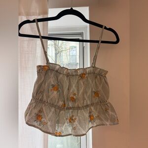 Reformation Floral Camisole - Gray and Orange